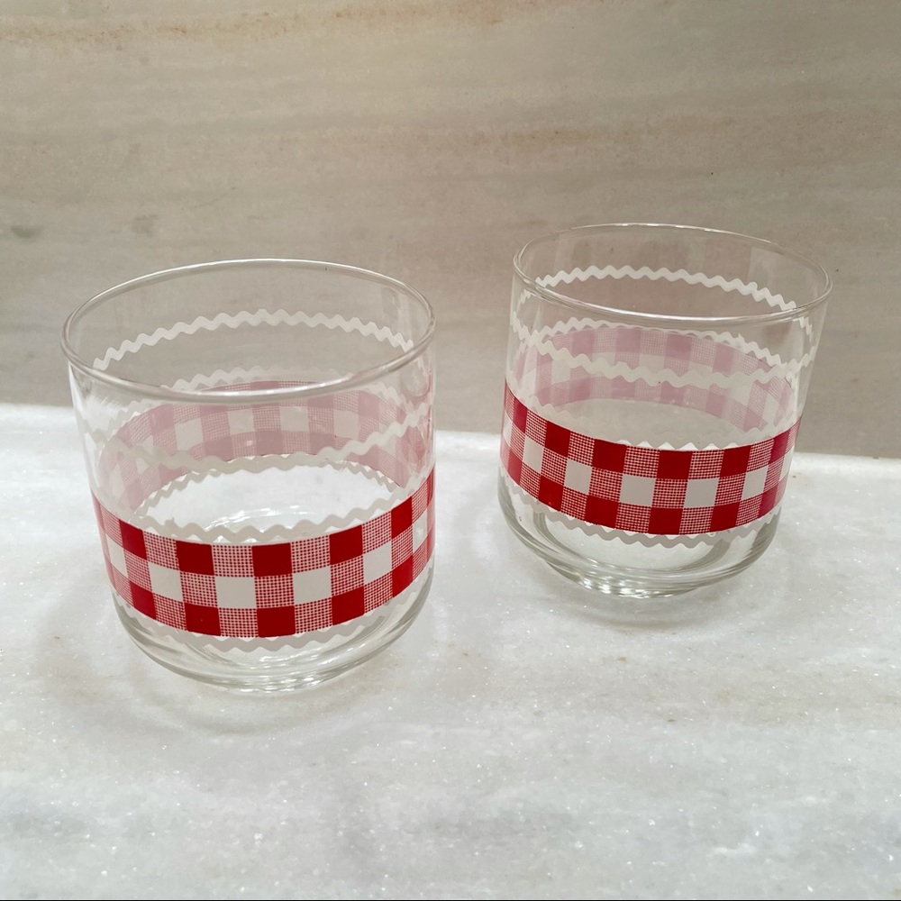 Vintage Checkered Drinking Glass (2)